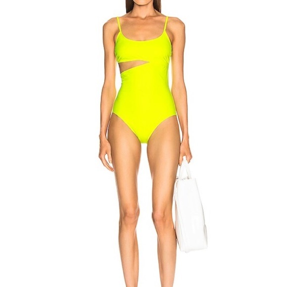 Neon Yellow Cutout One-Piece Swimsuit